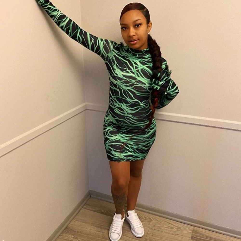 Green lightning glove dress